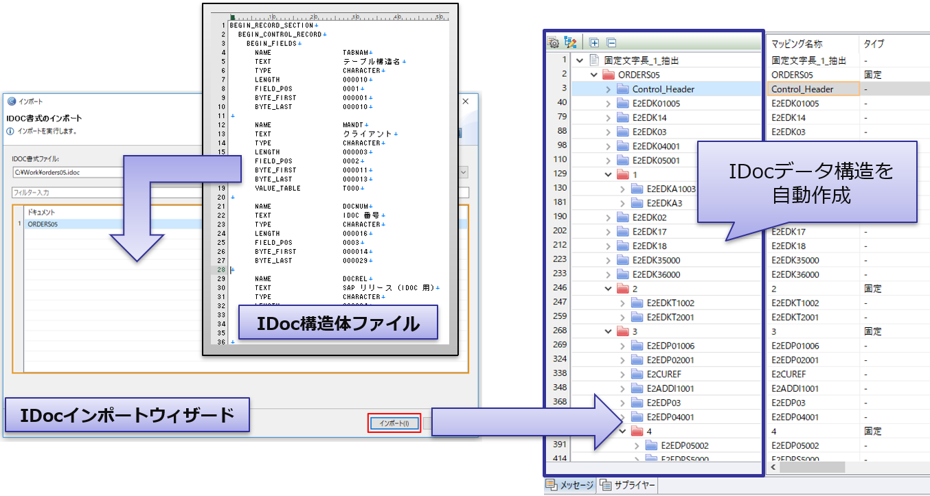 図1 IDoc書式のインポートイメージ